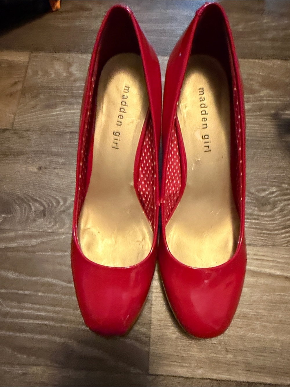 Madden Girl Red Patent Round-Toe Pumps
